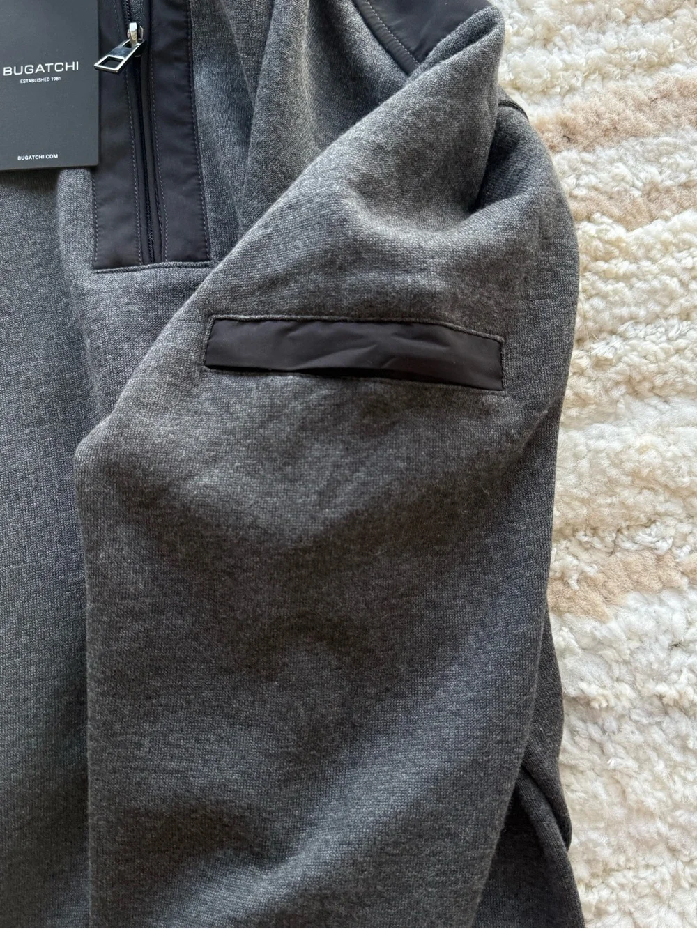 NWT Bugatchi Men's Grey Quarter-Zip Sweater Size Small
